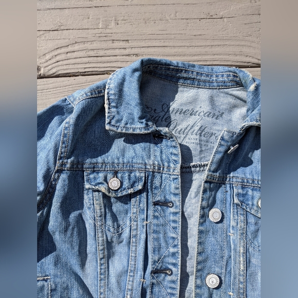 Y2K American Eagle Distressed Jean Jacket Size XS - Picture 2 of 7